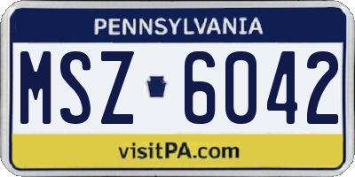 PA license plate MSZ6042