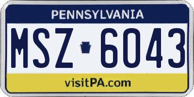PA license plate MSZ6043
