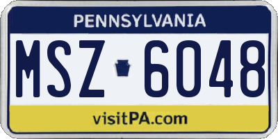 PA license plate MSZ6048