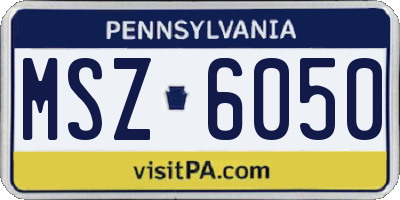 PA license plate MSZ6050