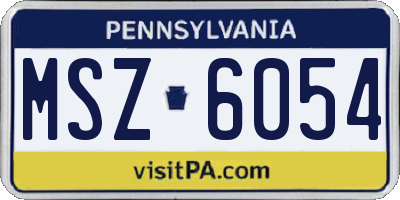 PA license plate MSZ6054