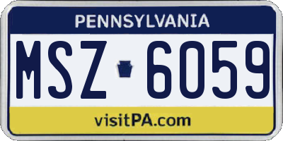 PA license plate MSZ6059