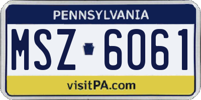 PA license plate MSZ6061