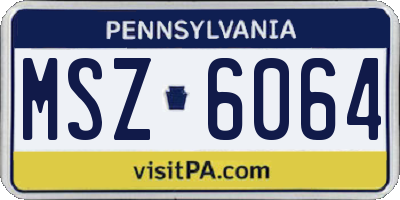 PA license plate MSZ6064