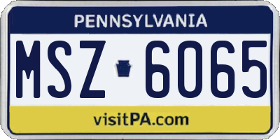 PA license plate MSZ6065
