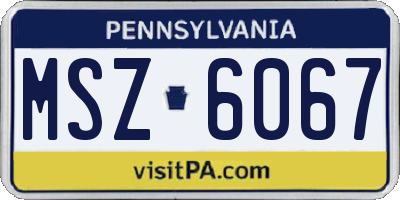 PA license plate MSZ6067