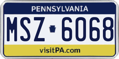 PA license plate MSZ6068