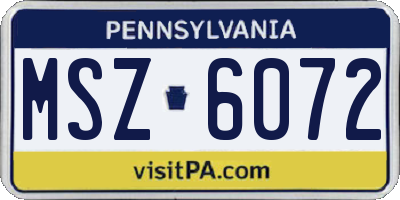 PA license plate MSZ6072