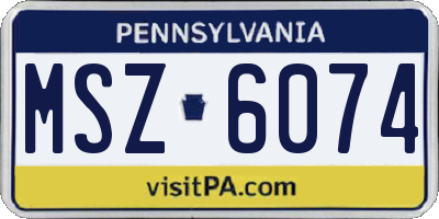 PA license plate MSZ6074