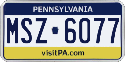 PA license plate MSZ6077