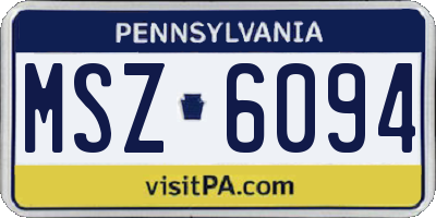 PA license plate MSZ6094