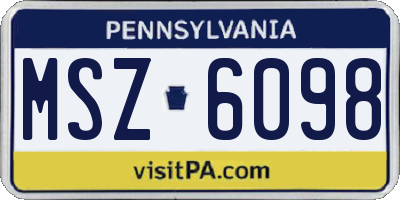 PA license plate MSZ6098
