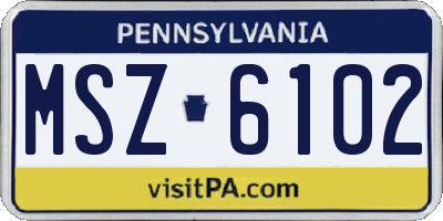 PA license plate MSZ6102