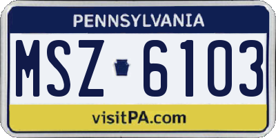 PA license plate MSZ6103