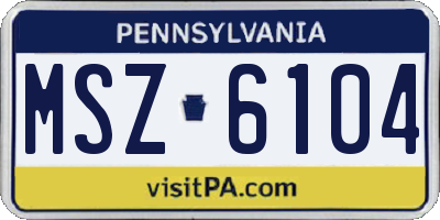 PA license plate MSZ6104