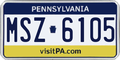 PA license plate MSZ6105