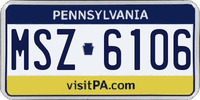 PA license plate MSZ6106