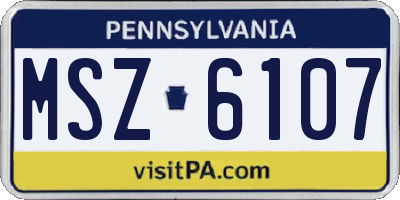 PA license plate MSZ6107