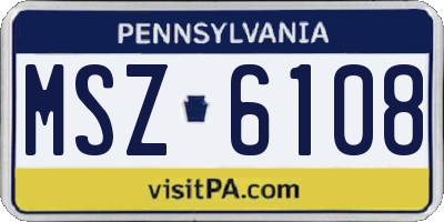 PA license plate MSZ6108