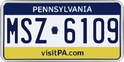 PA license plate MSZ6109