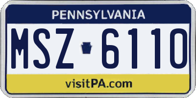 PA license plate MSZ6110