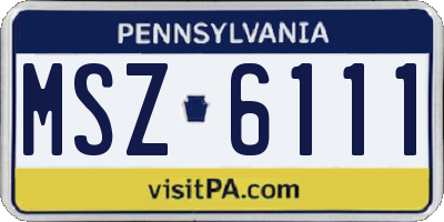 PA license plate MSZ6111