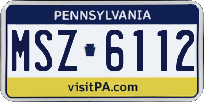 PA license plate MSZ6112