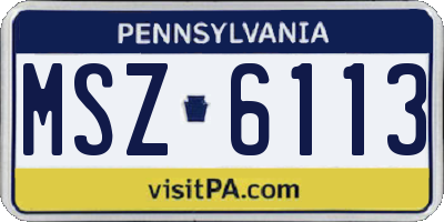 PA license plate MSZ6113