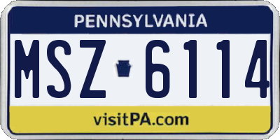 PA license plate MSZ6114