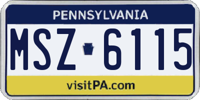 PA license plate MSZ6115