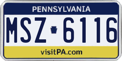 PA license plate MSZ6116