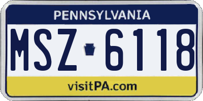 PA license plate MSZ6118