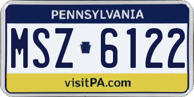 PA license plate MSZ6122