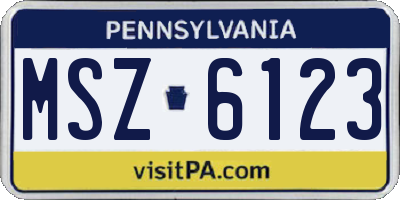 PA license plate MSZ6123