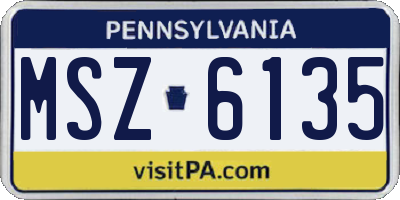 PA license plate MSZ6135