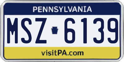 PA license plate MSZ6139