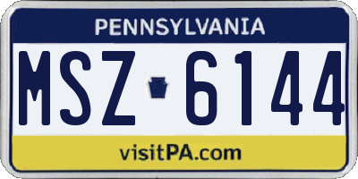 PA license plate MSZ6144
