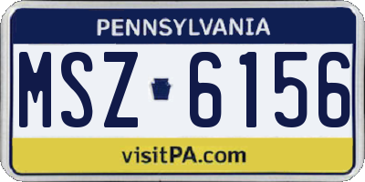 PA license plate MSZ6156