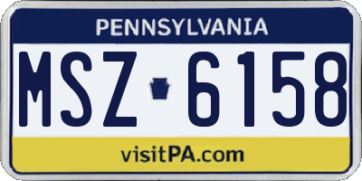 PA license plate MSZ6158