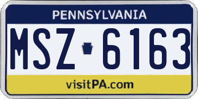 PA license plate MSZ6163