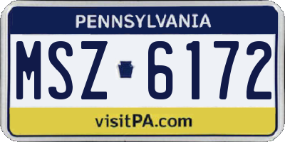 PA license plate MSZ6172