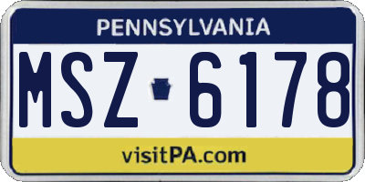 PA license plate MSZ6178