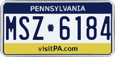 PA license plate MSZ6184
