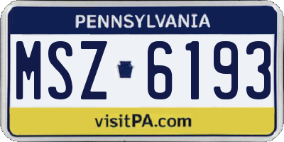 PA license plate MSZ6193