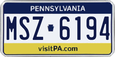 PA license plate MSZ6194