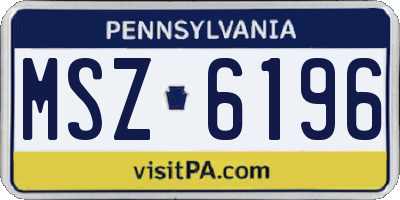 PA license plate MSZ6196