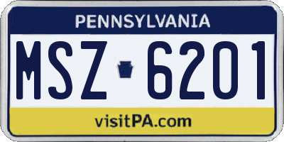 PA license plate MSZ6201