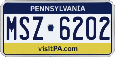 PA license plate MSZ6202