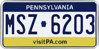 PA license plate MSZ6203