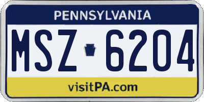 PA license plate MSZ6204